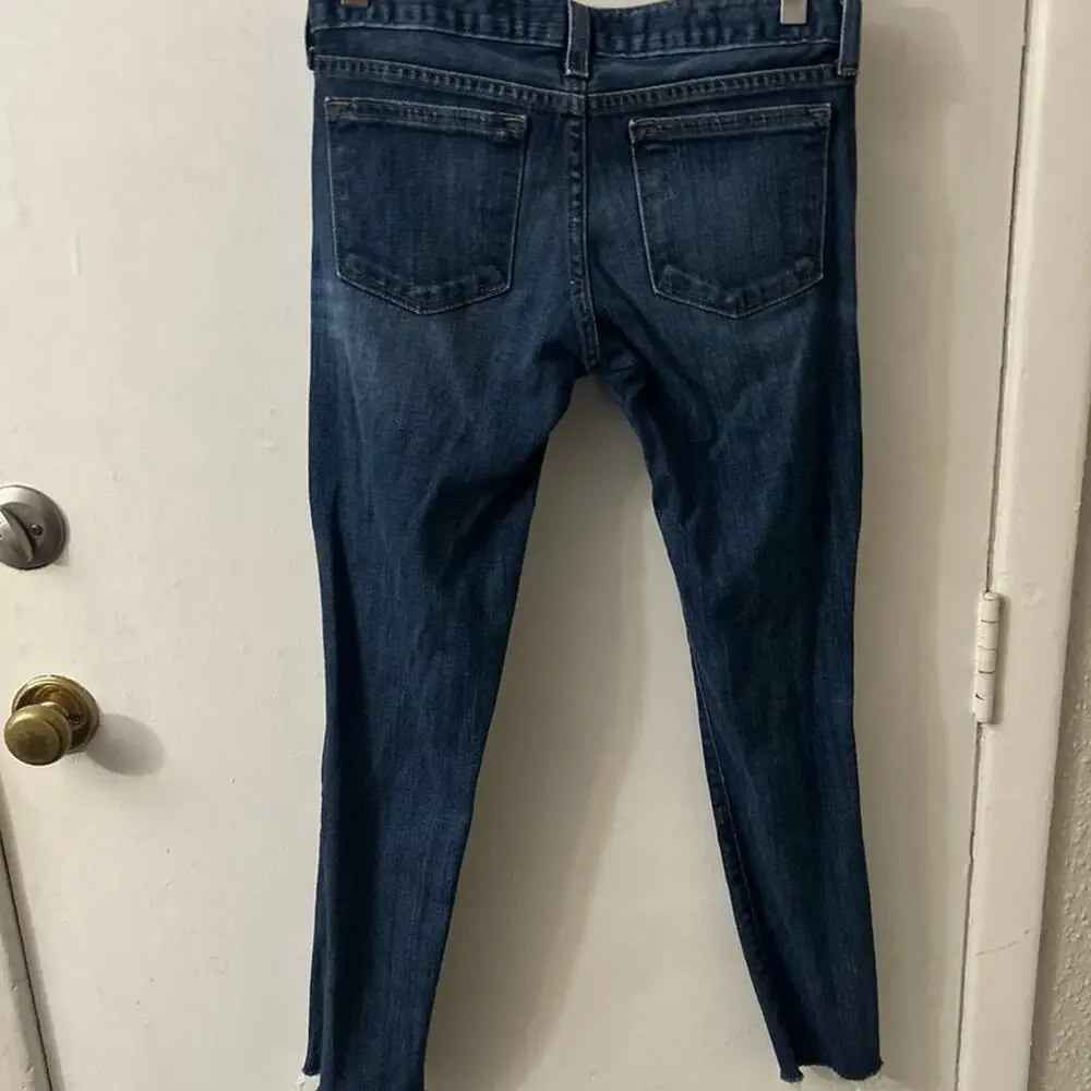 J. Crew Toothpick Raw Hem Ankle Jean 24 Denim Casual Classic Normcore Bohemian